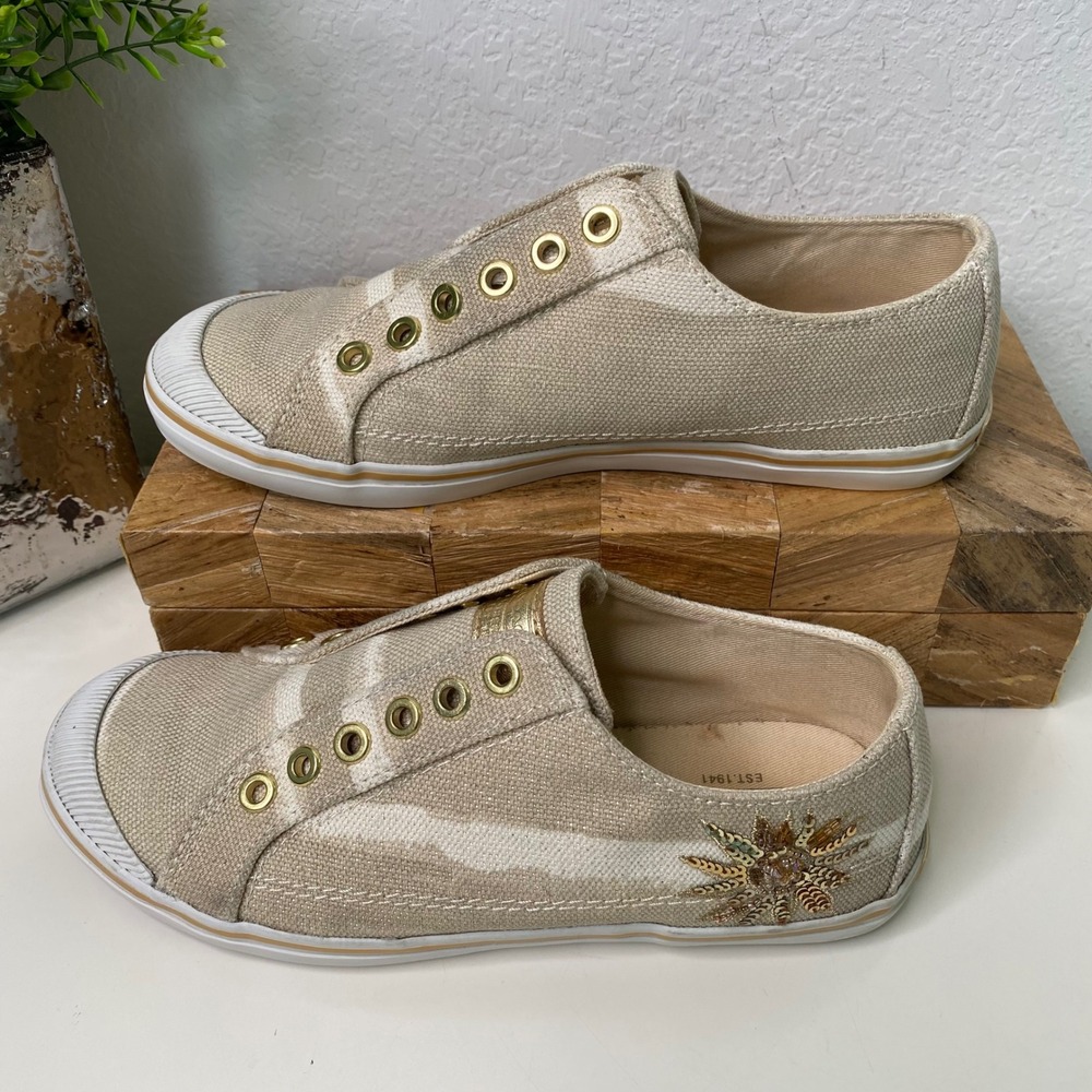 COACH Kennedi Slip On Sneakers Women's Gold Sequin Embellished Shoes 6B‎ - Picture 3 of 11